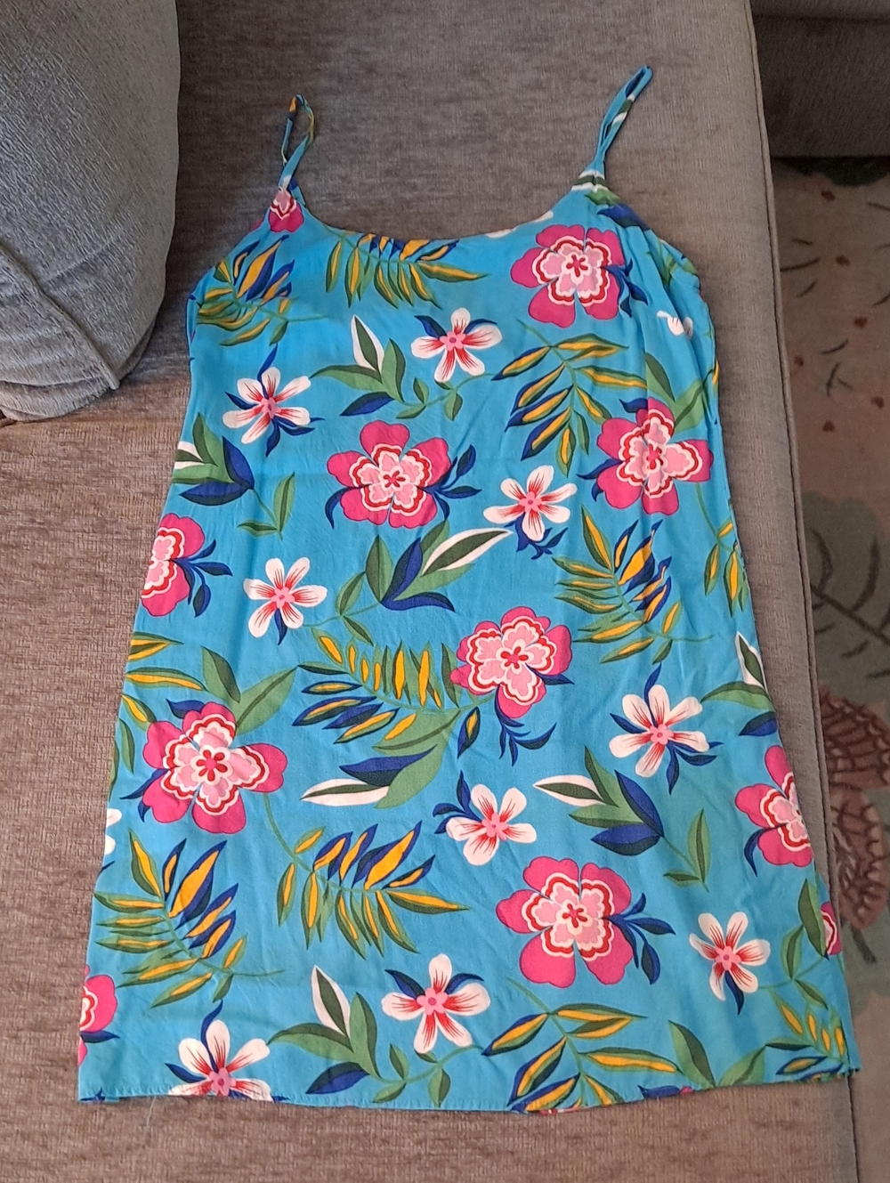 No Boundaries Turquoise Floral Spaghetti-Strap Swim Coverup